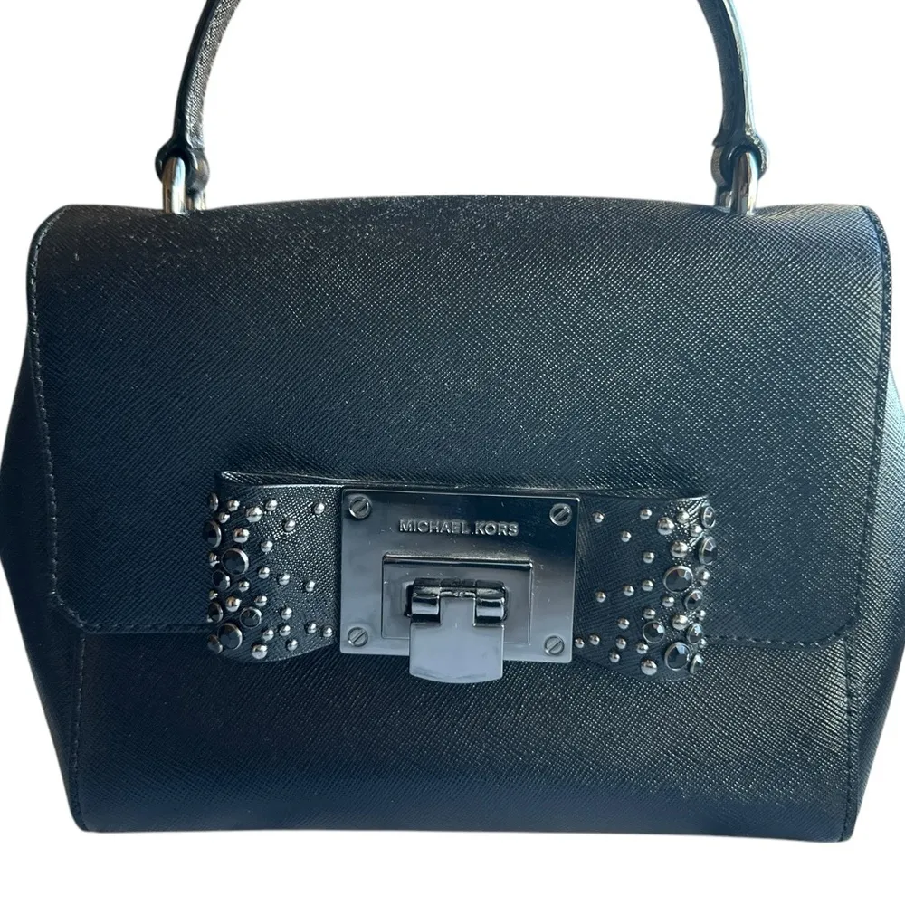 Michael Kors Tina Bow Jewel Leather Satchel in Black - Image 3