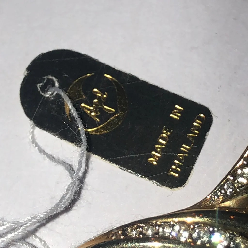 Angel Brand Elegant Gold Tone Rhinestone Vintage Retro Brooch - Image 2