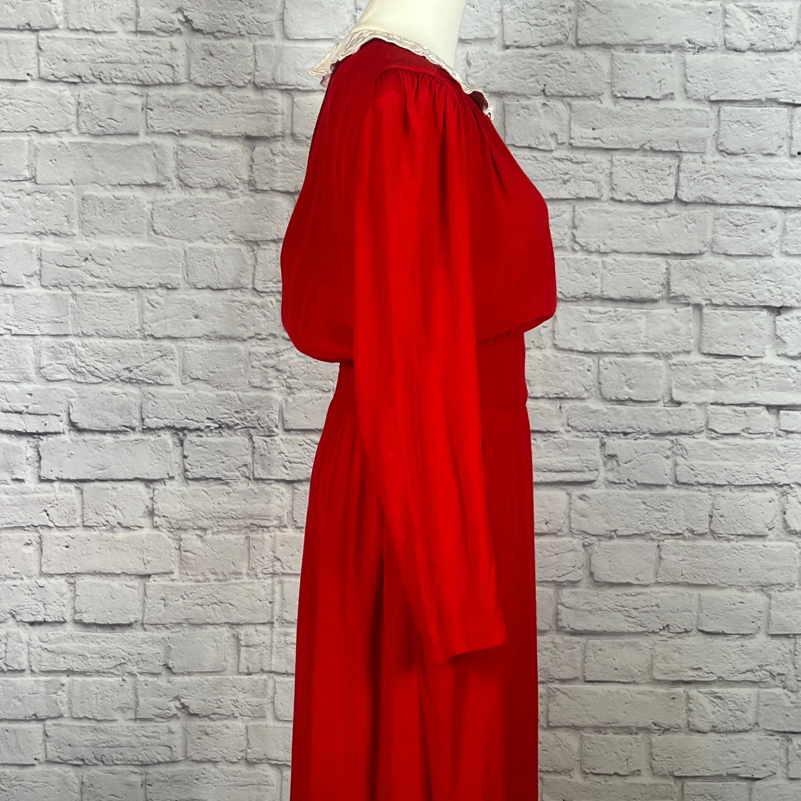 Vintage Karin Stevens Midi Dress w/ Peter Pan Collar Size 12 (Vintage Fit S/M) - Image 5