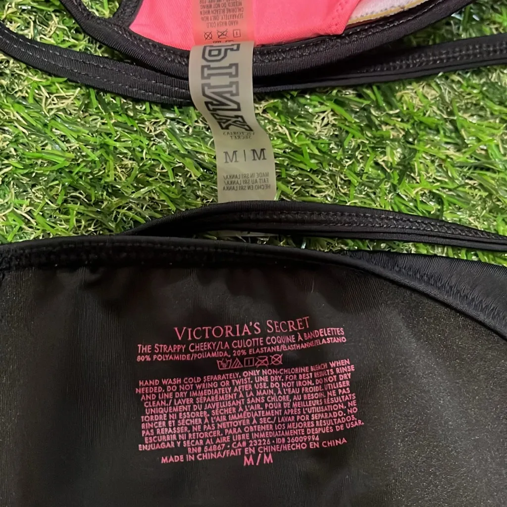 Victoria’s Secret Medium Bikini Set Azteca Halter Black Bottoms - Image 3