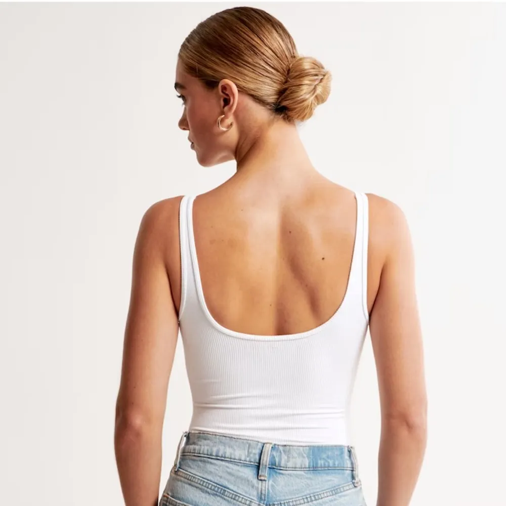 Abercrombie Seamless Rib Fabric Scoopneck Bodysuit Green Small - Image 2