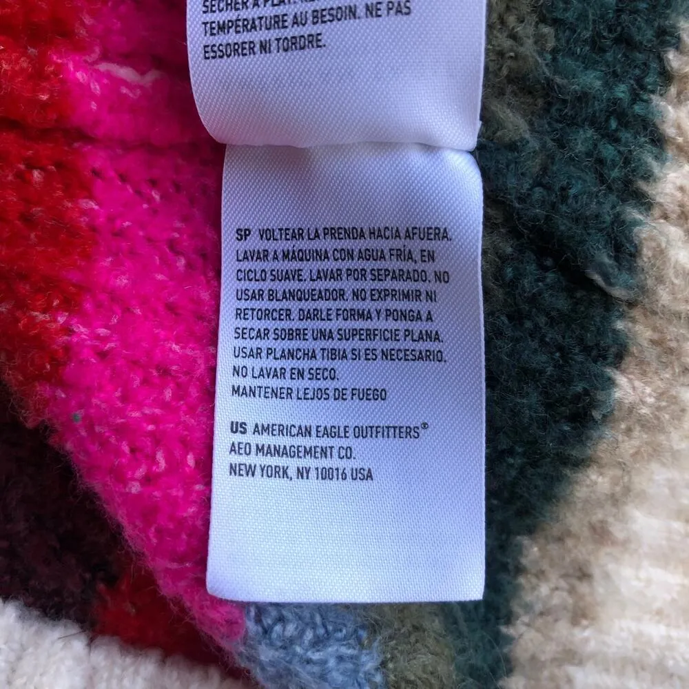 American Eagle Outfitters Cropped Sweater Crewneck Striped Women's Size Small - Image 10