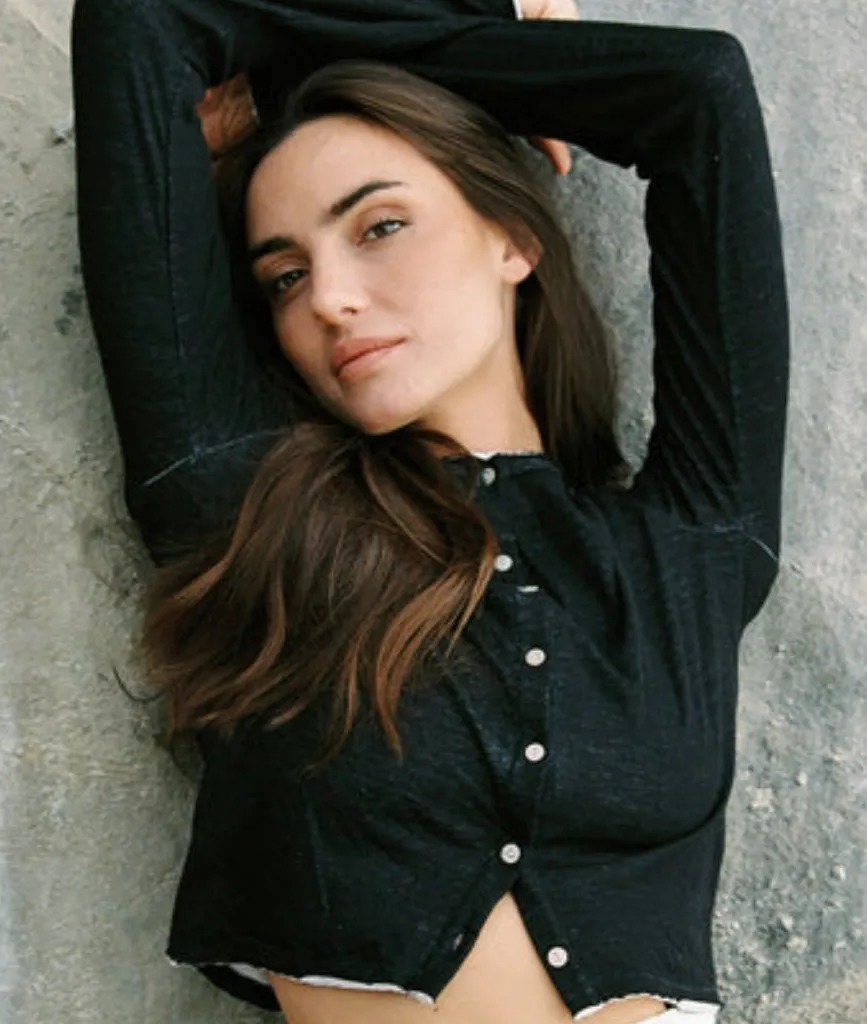 Goldie Chloe Cardigan Double-Layer Cotton Jersey Knit Black Size Xs - Image 1