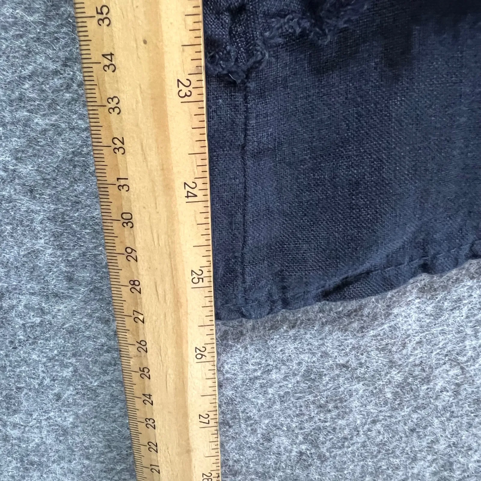 Made in Italy Linen Wide Leg Crop Pants Navy Elastic Waist Boho Fringe Trim L/XL Blue Size L - Image 3