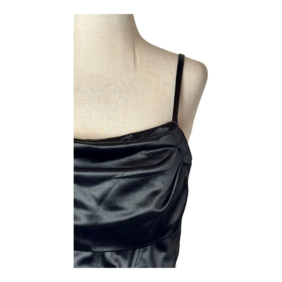 NBD Corset Women Medium Black Satin Cropped Top Sleeveless Party Whimsigoth Sexy - Image 4