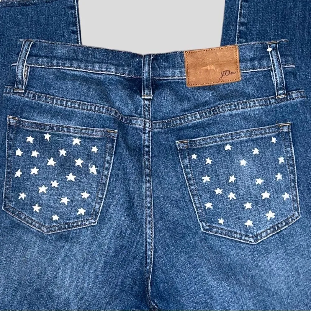 J Crew perfect fit jeans! Frayed hem and star design on back pockets! - Image 5