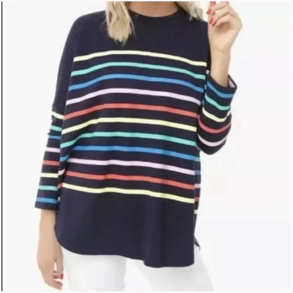Pomander Place new colorful striped Oversized ladies 3/4 sleeve top One Size Blue Size undefined - Image 9