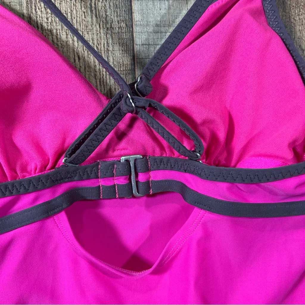 Athleta Pink Gray Colorblock Tankini Swim Top XS Padded Shelf Bra Bathing Suit - Image 4