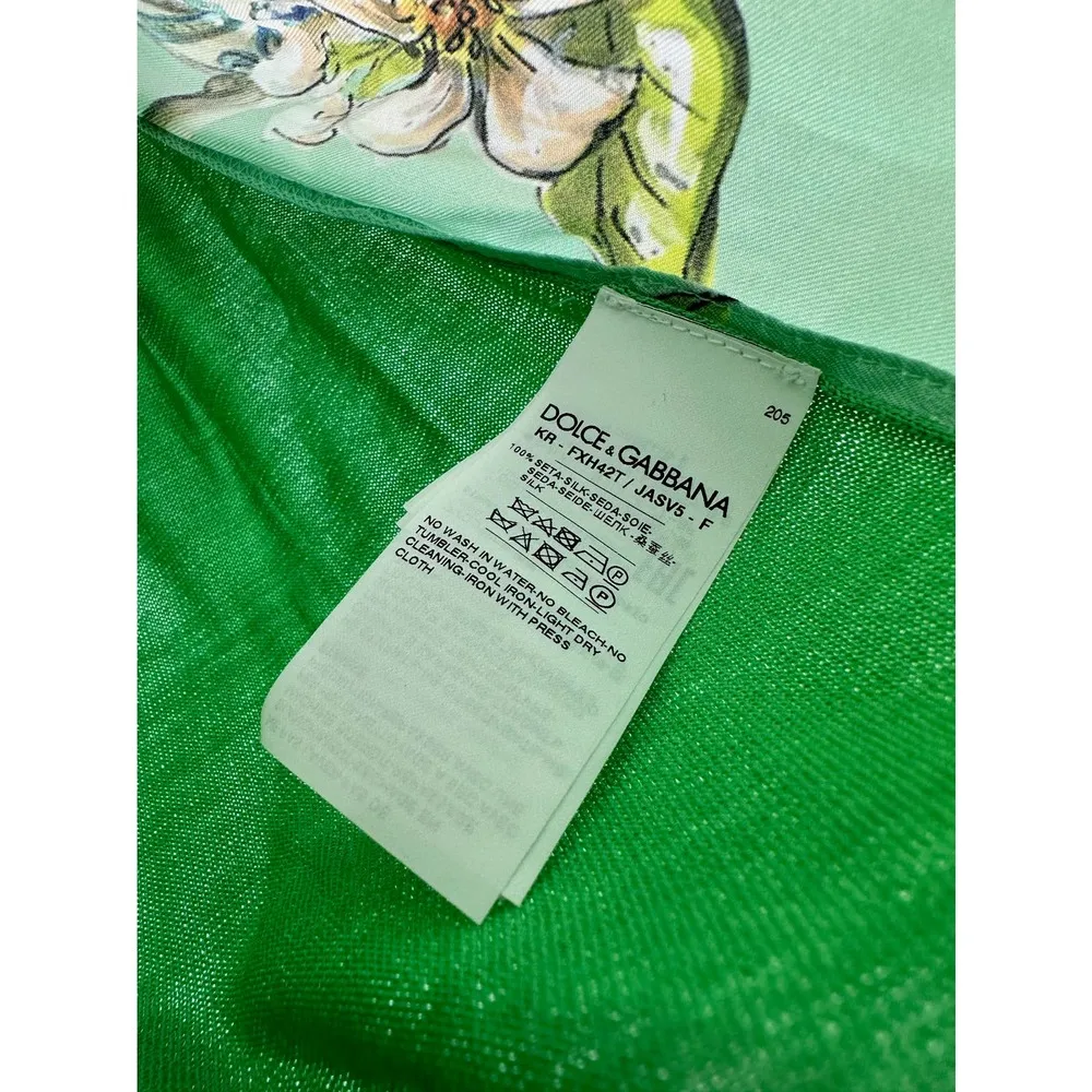 Dolce & Gabbana Lemon Granita Print Green Silk Crewneck Sweater NWT - Image 9