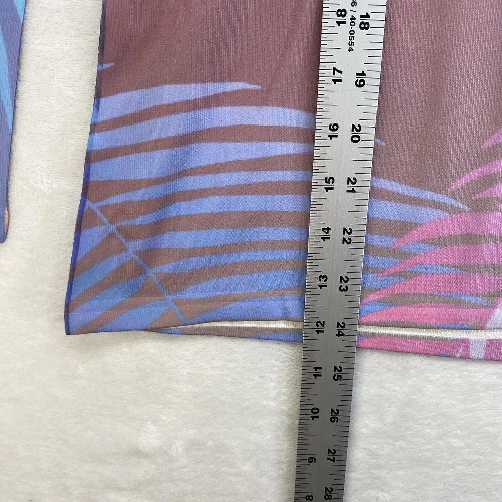 Soft Surroundings top Womens XS Sweeping Palm Sweater Ombre Palms Knit tropical‎ - Image 5