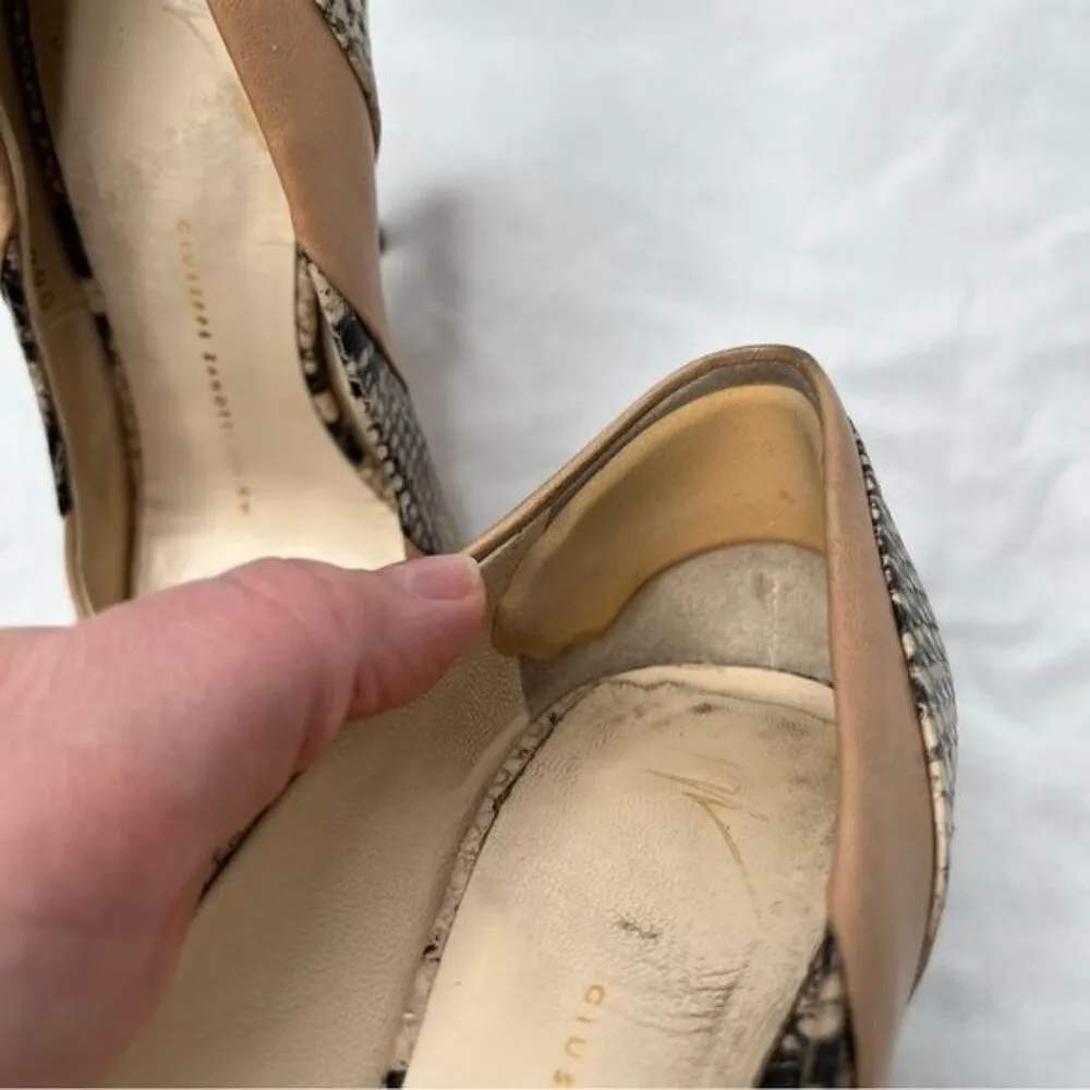 Giuseppe Zanotti Design Peep Toe High Heel Pumps Size 37 Snake Print leather - Image 7