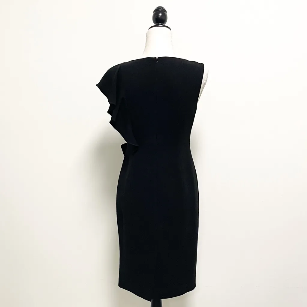 Rickie Freeman Teri Jon V Neck Ruffle Bow Dress Black Size 4 - Image 5
