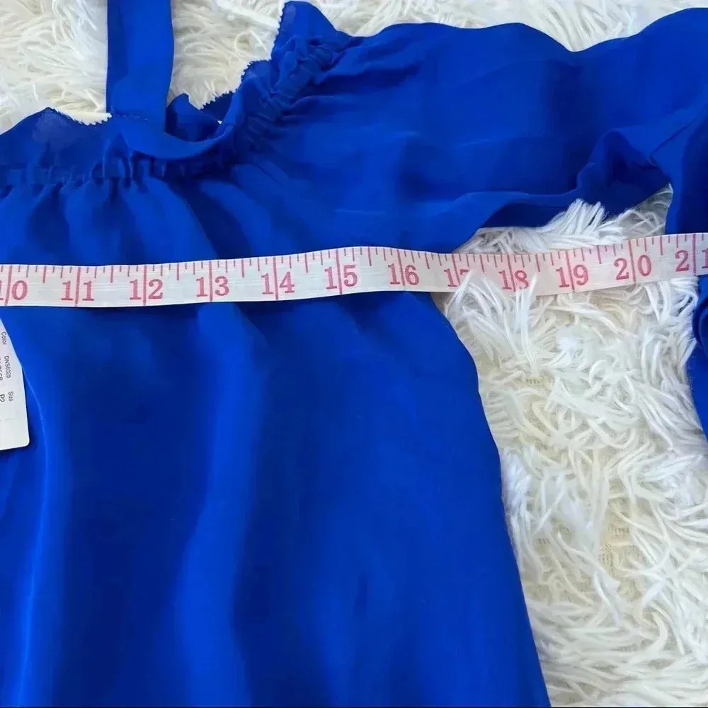 J Crew Women Cold-shoulder top with bell sleeves Size 2 Sapphire Blue - Image 6