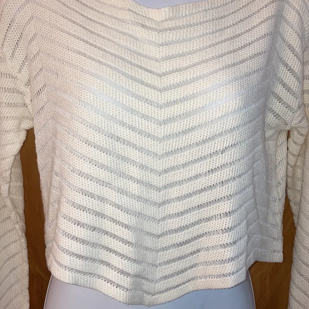 Off White Craeal Cropped Boat Neck Sweater Size Small - Image 8
