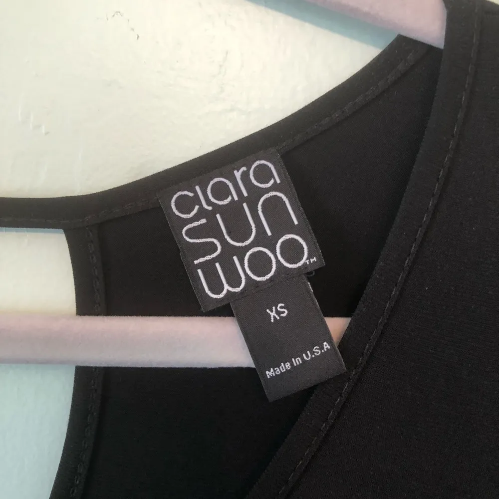 Clara Sun Woo Dress Black 3/4 Sleeve Swing Dress w/ Keyhole Back Sz XS EUC LBD - Image 5