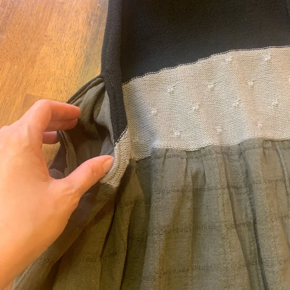 Aria Handmade babydoll tunic women’s large black gray green Boho Lagenlo… - Image 6