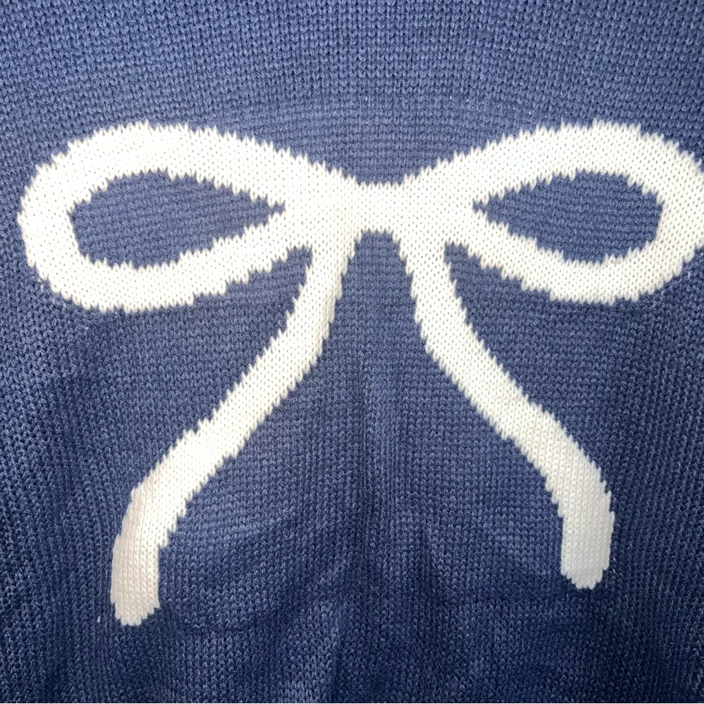 Blue Knit Sweater with White Accents - Image 4