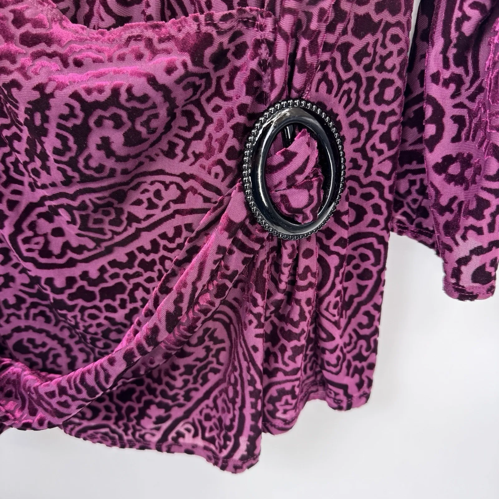 Vintage Y2K Notations Top Woman 2X Purple Velvet Layered Buckle Fairy Whimsigoth - Image 4