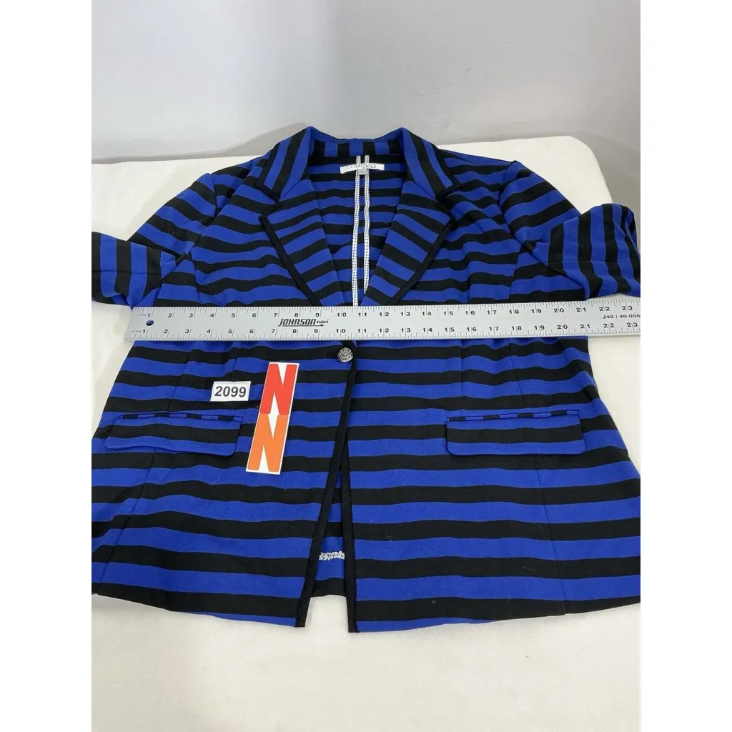 COMPANY ELLEN TRACY black blue striped navy blazer- size XL - Image 6