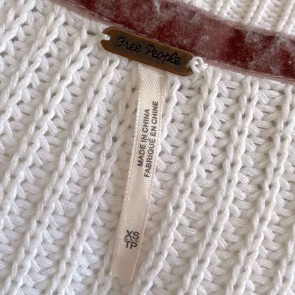 Pretty White Free People Deep / V Neck Sweater - Image 5