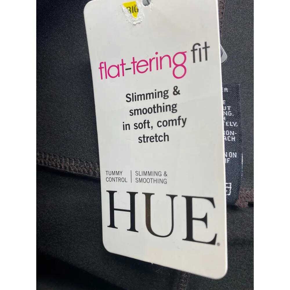 HUE Womens XL Faux Leather Tummy Control Shapewear Pants Brown Wide Leg Crop NWT - Image 7