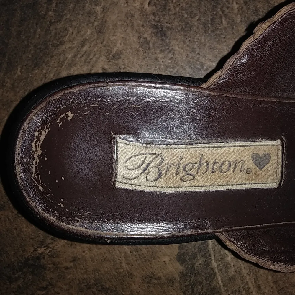 Brighton 8.5M Brown Woven Tassel Mules Shoes - Image 3