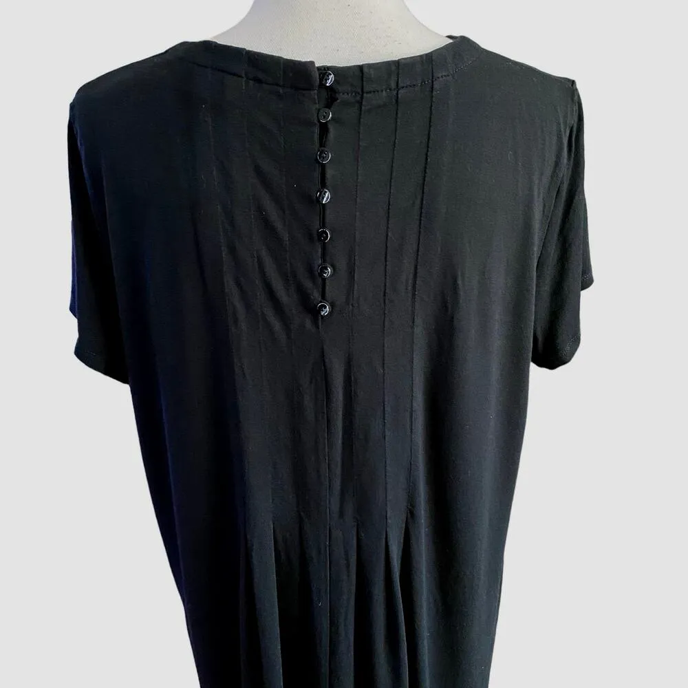 J Jill Size L Wearever Collection Shift Dress Black Button Pleat Back - Image 6