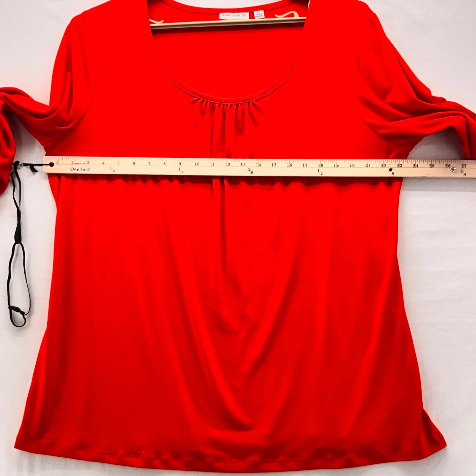 Susan Graver Women Tunic Blouse XL Feminine Romantic Ruched Detail Stretchy Knit - Image 10