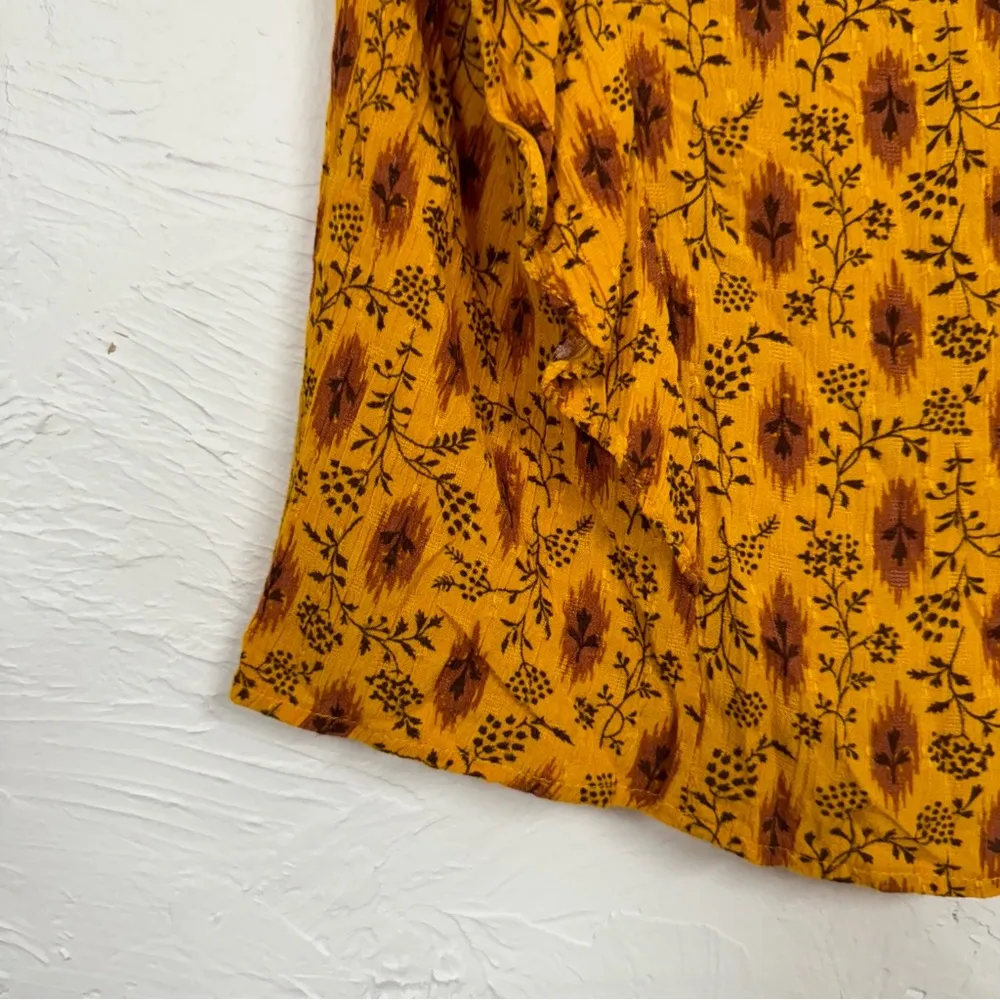 Haute Hippie Yellow Ditsy Floral Blouse Women’s S Flutter Sleeve Boho Girly Top - Image 2