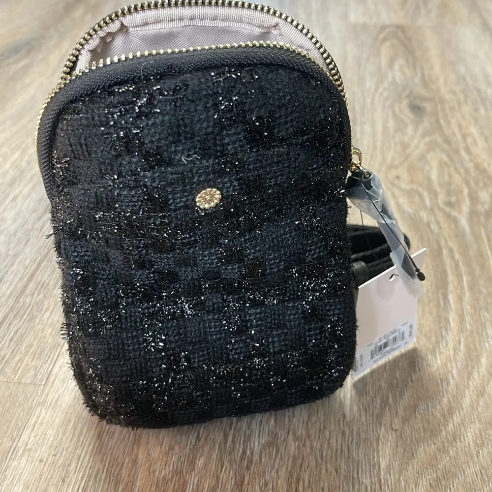 Lauren Conrad Black Tweed Textured Sling Crossbody/Mini Backpack - Image 2