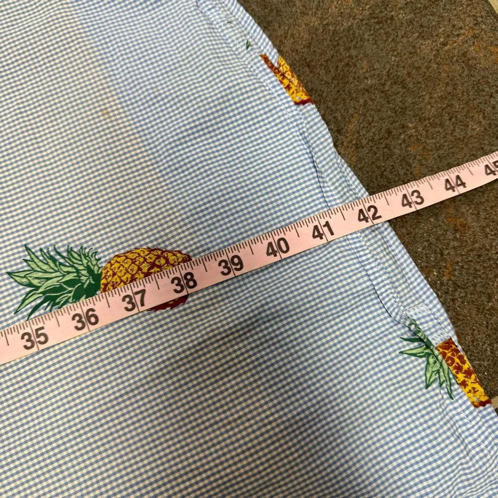 Autumn Adeigbo Pineapple Gingham Printed Heidi Short Sleeve Knee Length Dress 4 Blue - Image 16