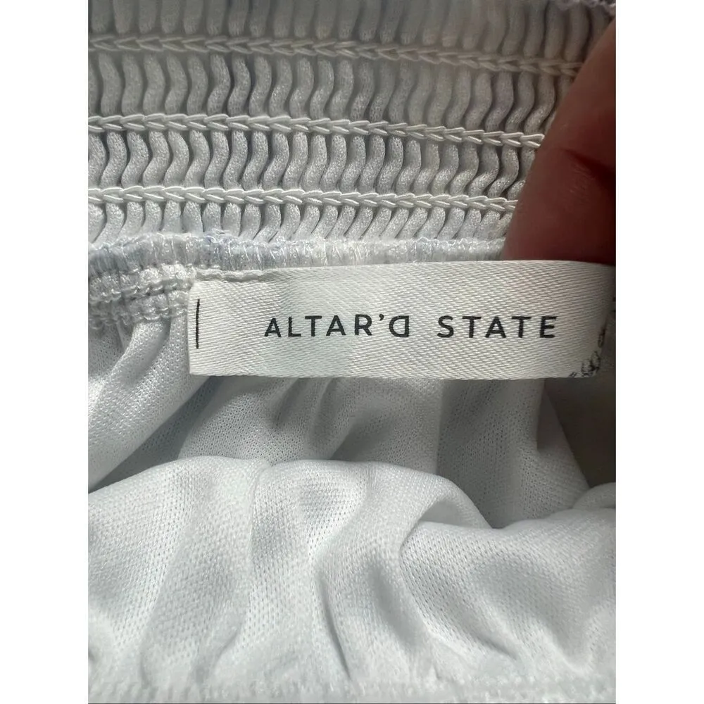 Altar'd State White Blue Ruffle Lace Floral Skirt Size XS - Image 5