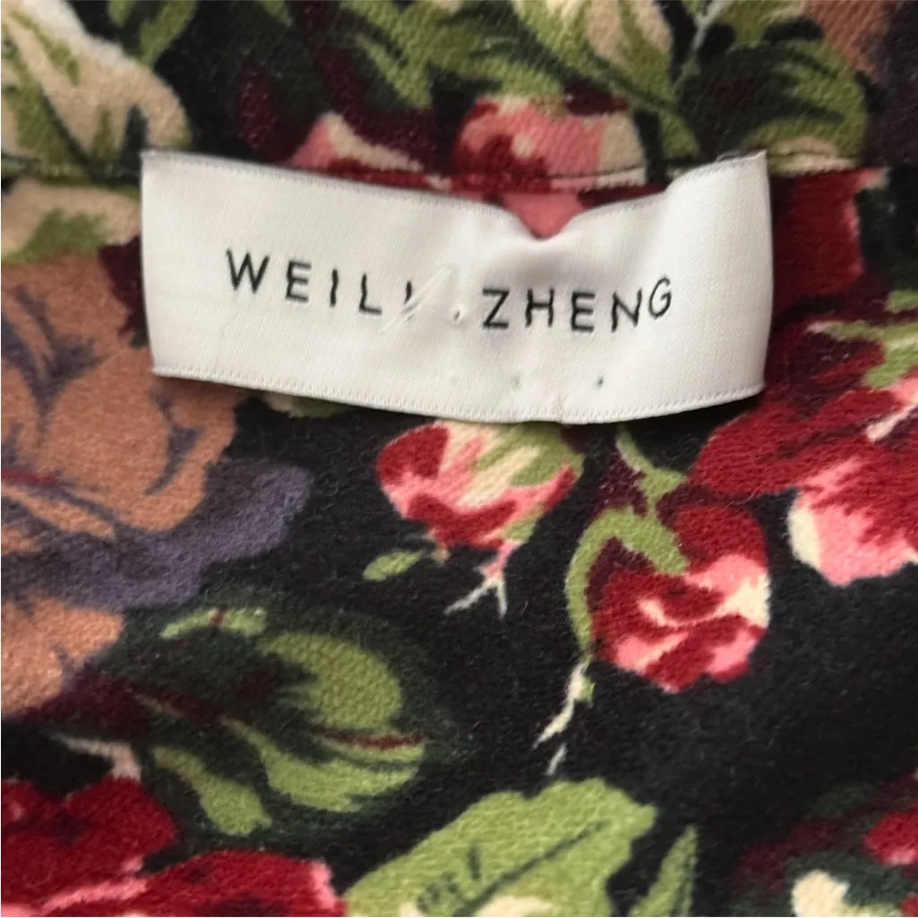 NWT Weili Zheng Velvet Floral Button Front Runway Maxi Dress Coat Duster Size L Pink Size L - Image 11