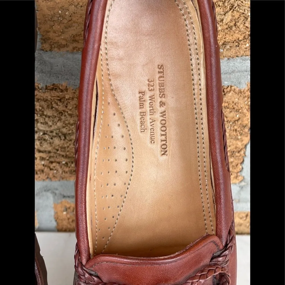 Stubbs and Wootton Braided Brow Loafers 6.5 Brown - Image 3
