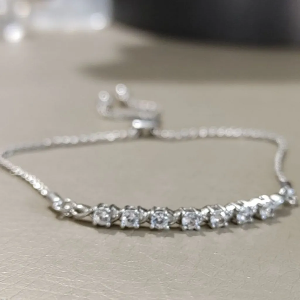 JWBR Gemstone Clear Accents Bracelet Sterling Silver Bolo Adjustable 5 to 9 Inch - Image 8