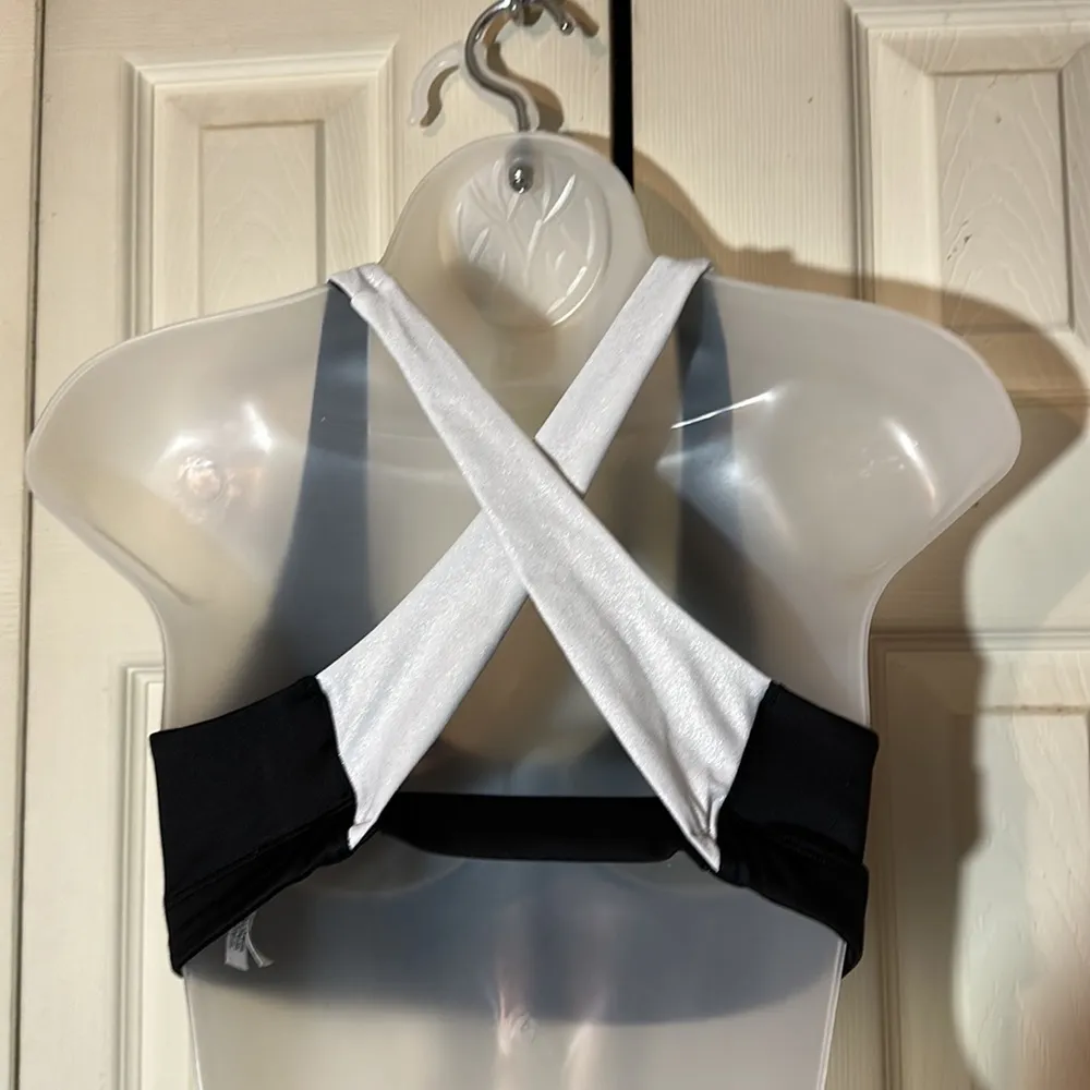 Victoria's Secret Sport Black and Silver Halter Top Racerback Sports Bra M - Image 8