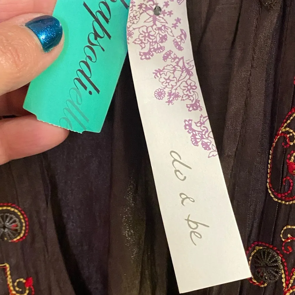 Do & Be Embroidered Neck Brown Sleeveless Tank Top S Small Bust 36” NWT New - Image 5