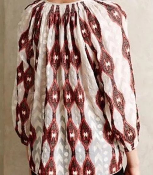 Line and Dot Silk Revolve  Socompa Peasant Blouse - Image 3