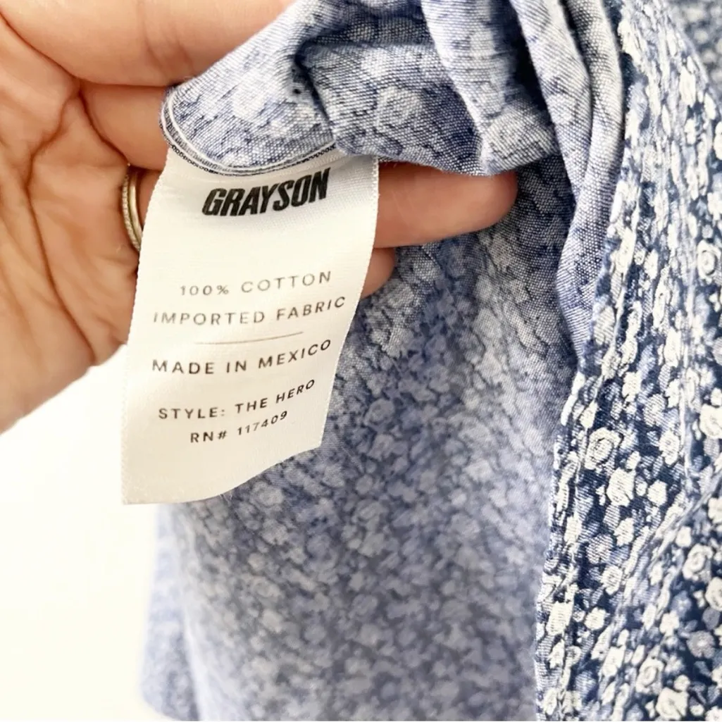 Grayson The Hero Daisies Buttondown Shirt in Blue Floral Size XL - Image 8