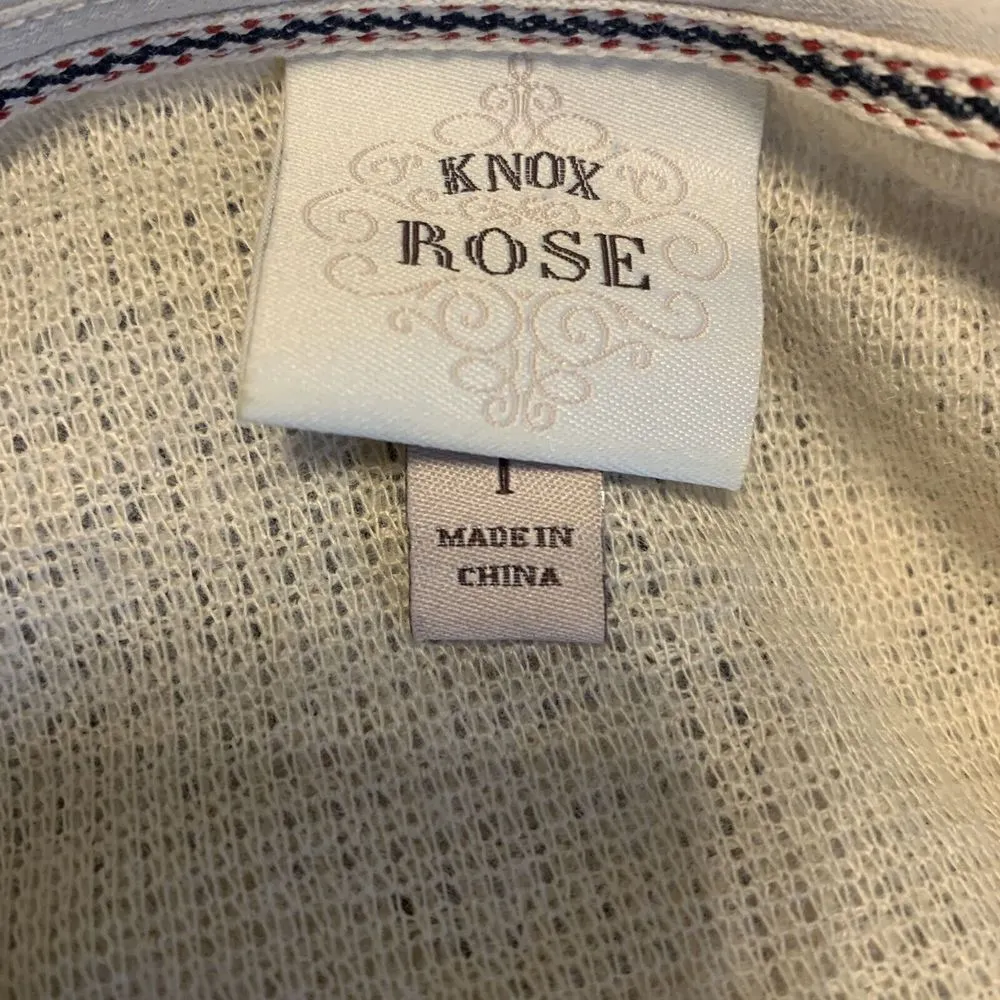 Knox Rose Womens Size Large Multicolor Boho Lace Detail Stretch Tunic Top Blouse - Image 4