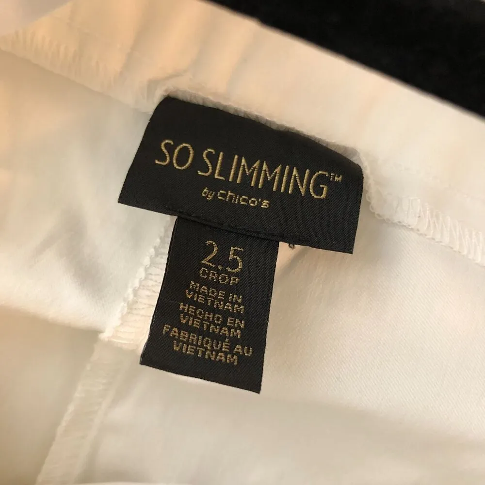 Chicos So Slimming Brigitte Crop Pants Pull On White Size L/14 (Chico's 2.5) - Image 6