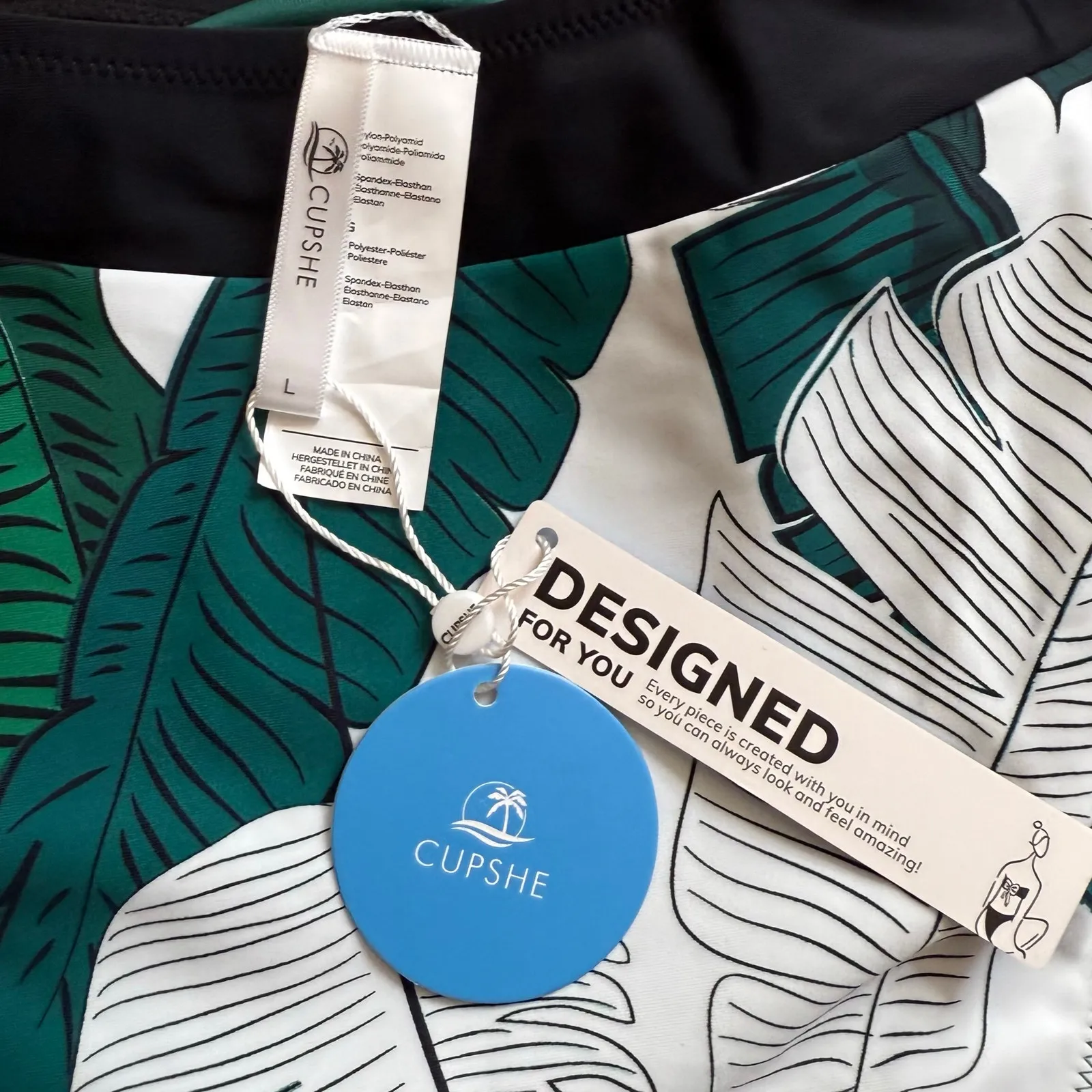 NWT Cupshe Swimsuit Green Palm Cutout Keyhole One Piece Medium Sexy Strappy - Image 7