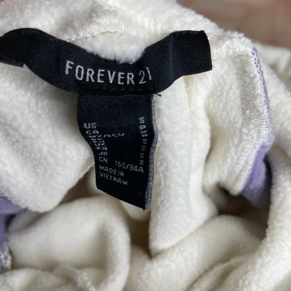 Women's Fleece Cropped Colorblock Long Sleeve Hoodie Sweater Sz S - Image 5