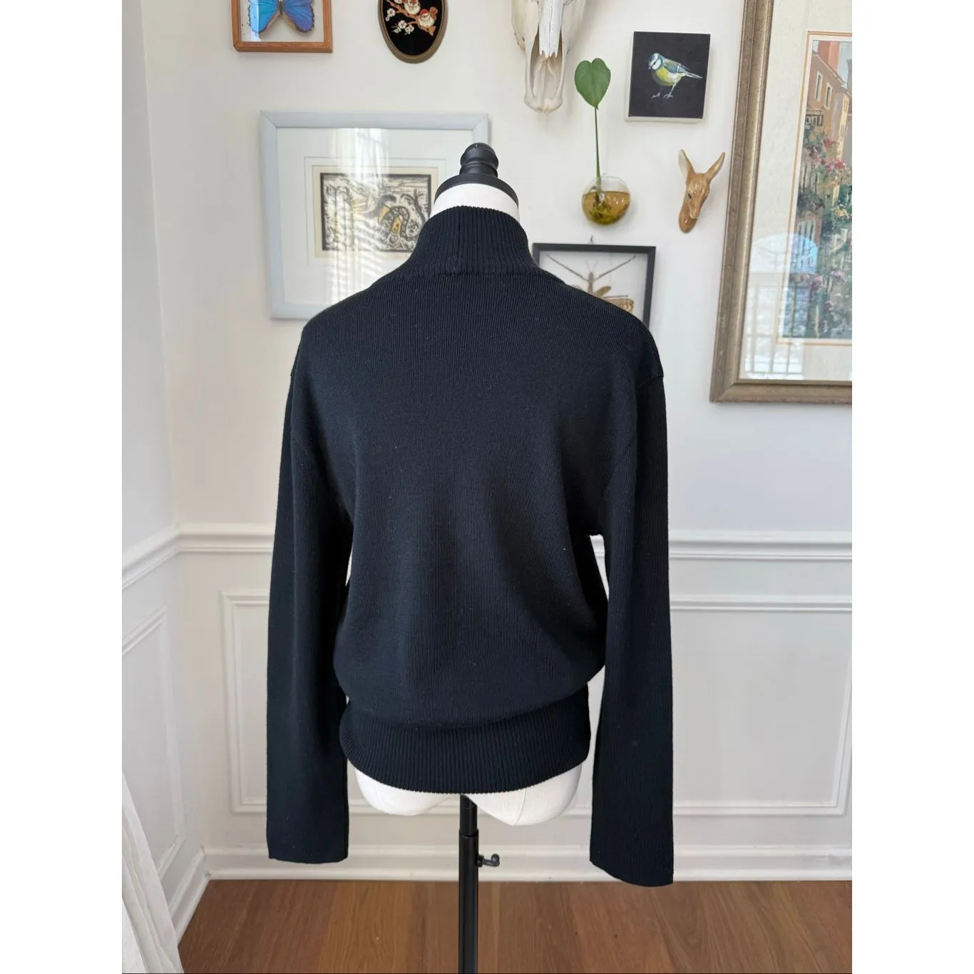 Bogner Black Mock Neck Colorful Embroidered Flowers Ski Sweater Wool Blend M Size M - Image 6