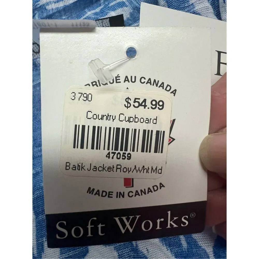 Soft Works Open Front Cardigan Blouse Sz M NWT Blue Size M - Image 5