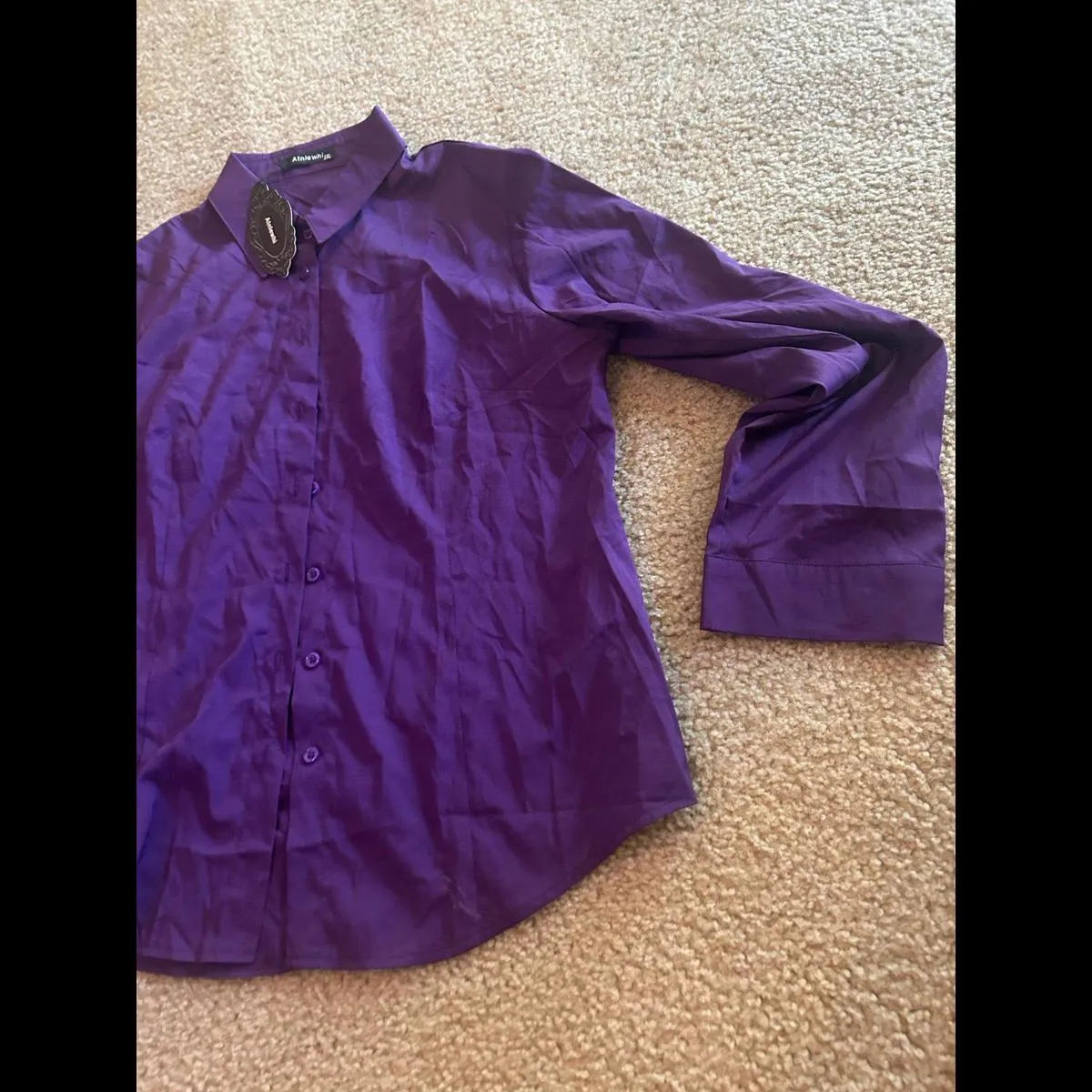 Woman long sleeve button up purple woman business shirt Size XXL - Image 2