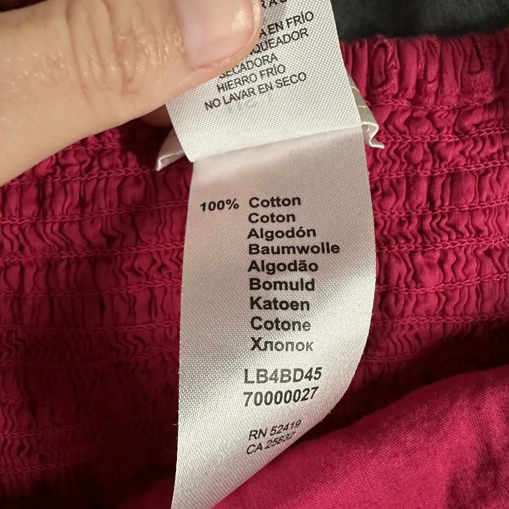 La Blanca Dress Womens Large Pink Eyelet Short Puff Sleeve Pockets Boho Square‎ - Image 10