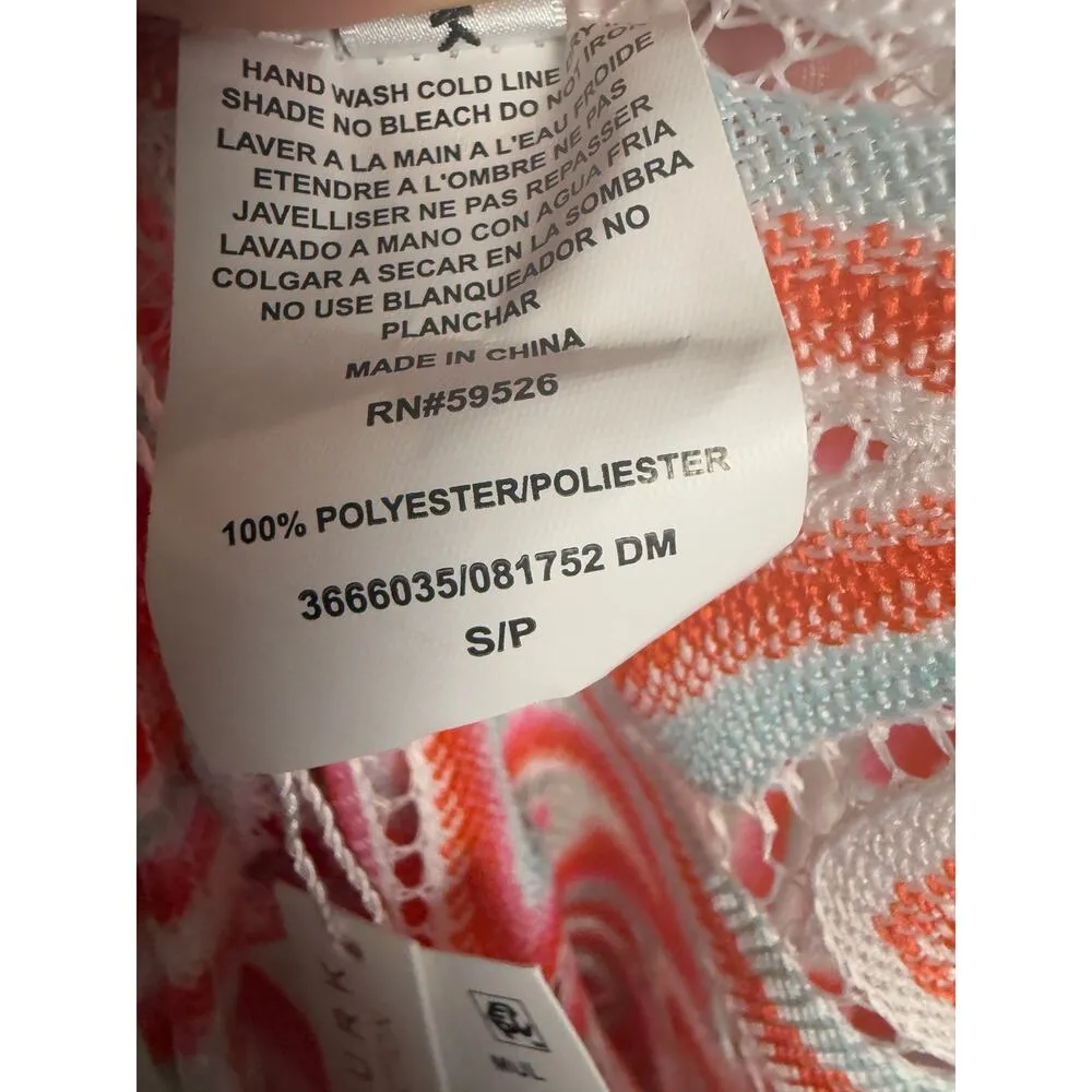 Trina Turk Serafina Crochet Halter Zigzag Multicolor Beach Coverup Midi Dress S - Image 11