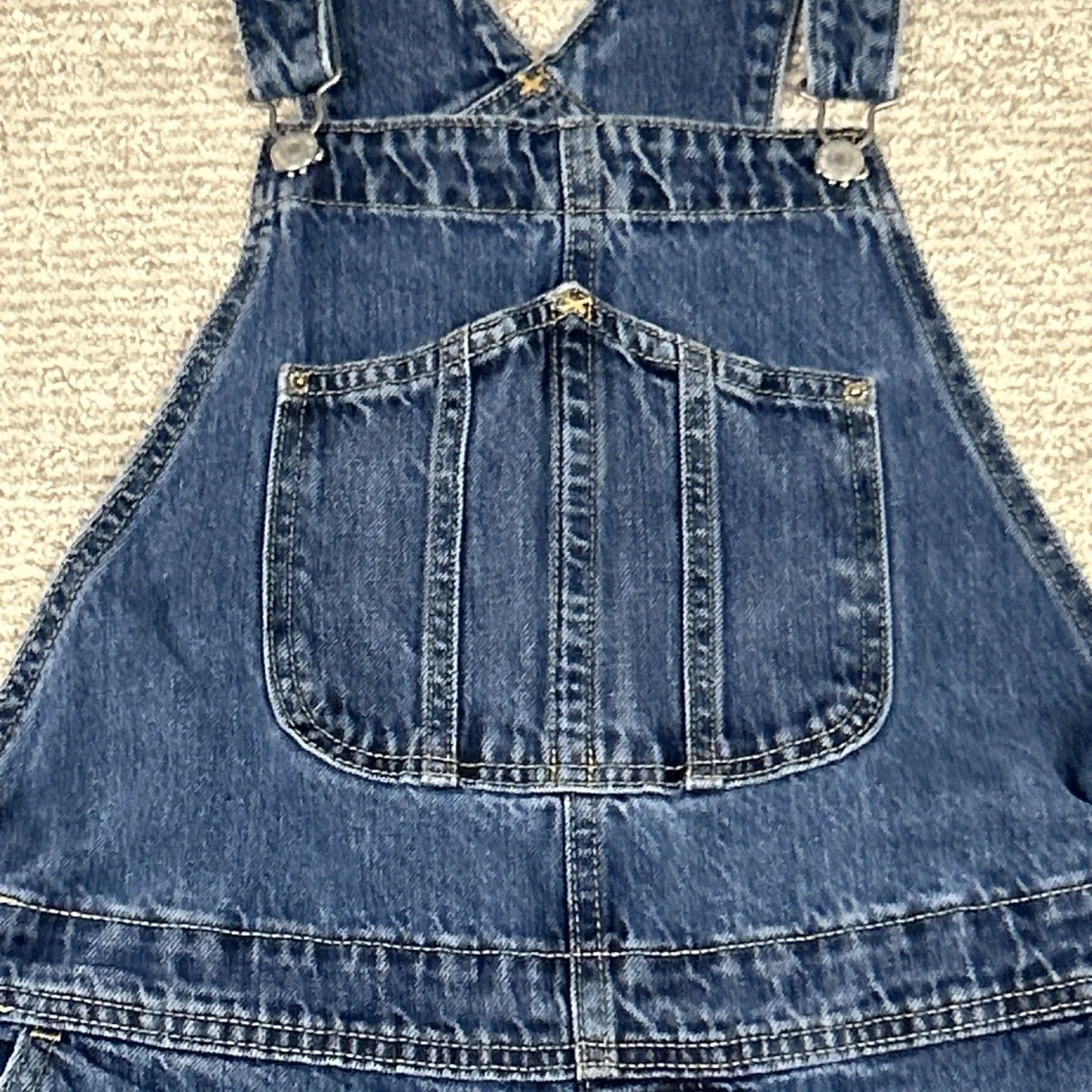 Old Navy Overalls Womens 14 Blue Jeans Denim Bibs Relaxed Adjustable Cotton - Image 4
