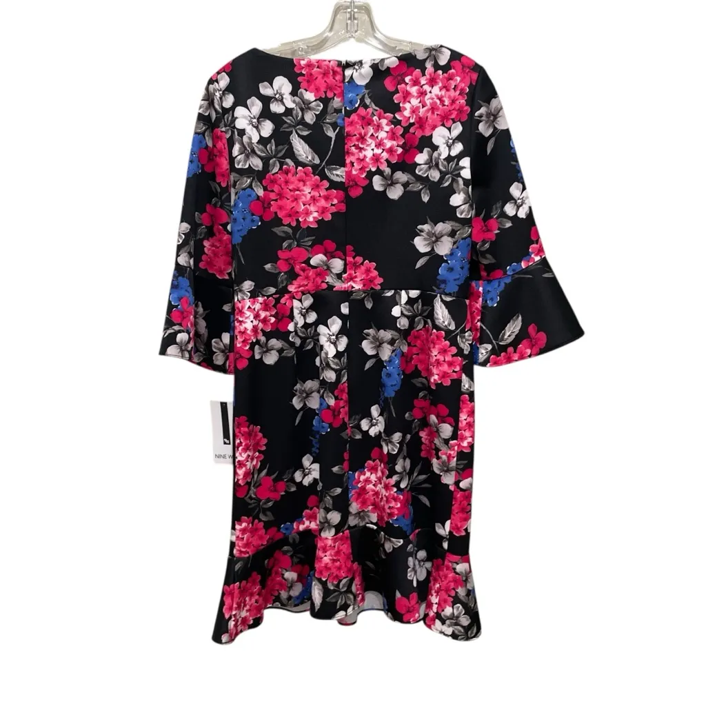 Nine West Floral Bell Sleeve Sheath Dress Black Multi Women’s Size 6 NWT - Image 6
